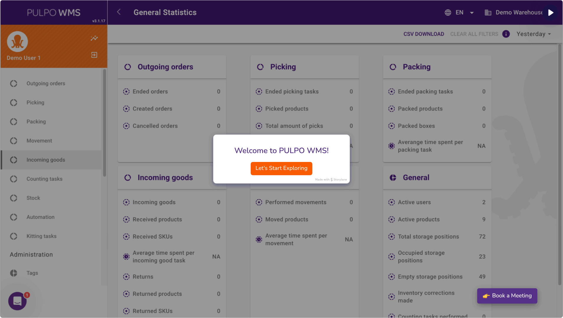 PULPO WMS product tour preview