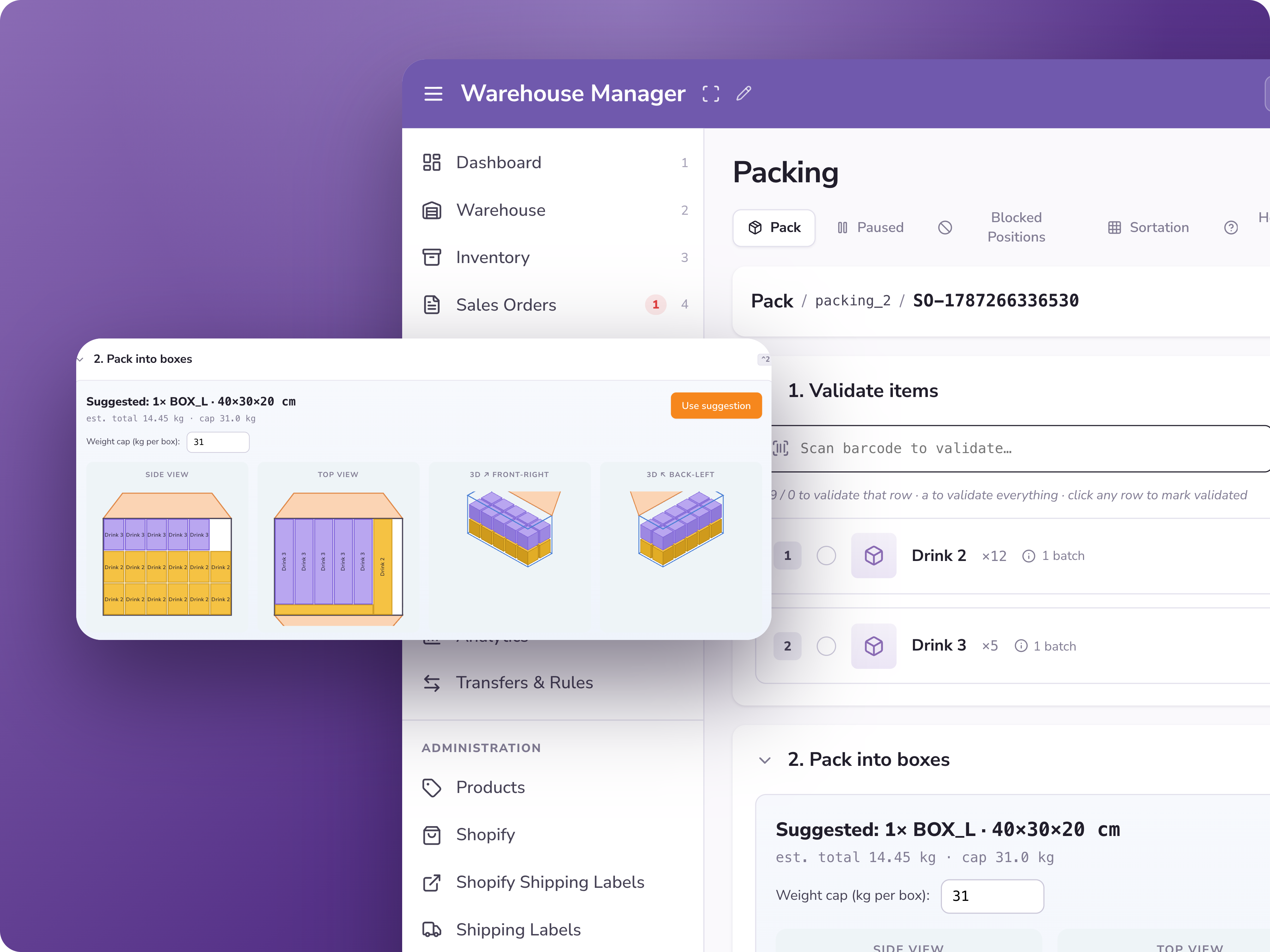 Packing workflow in PULPO WMS