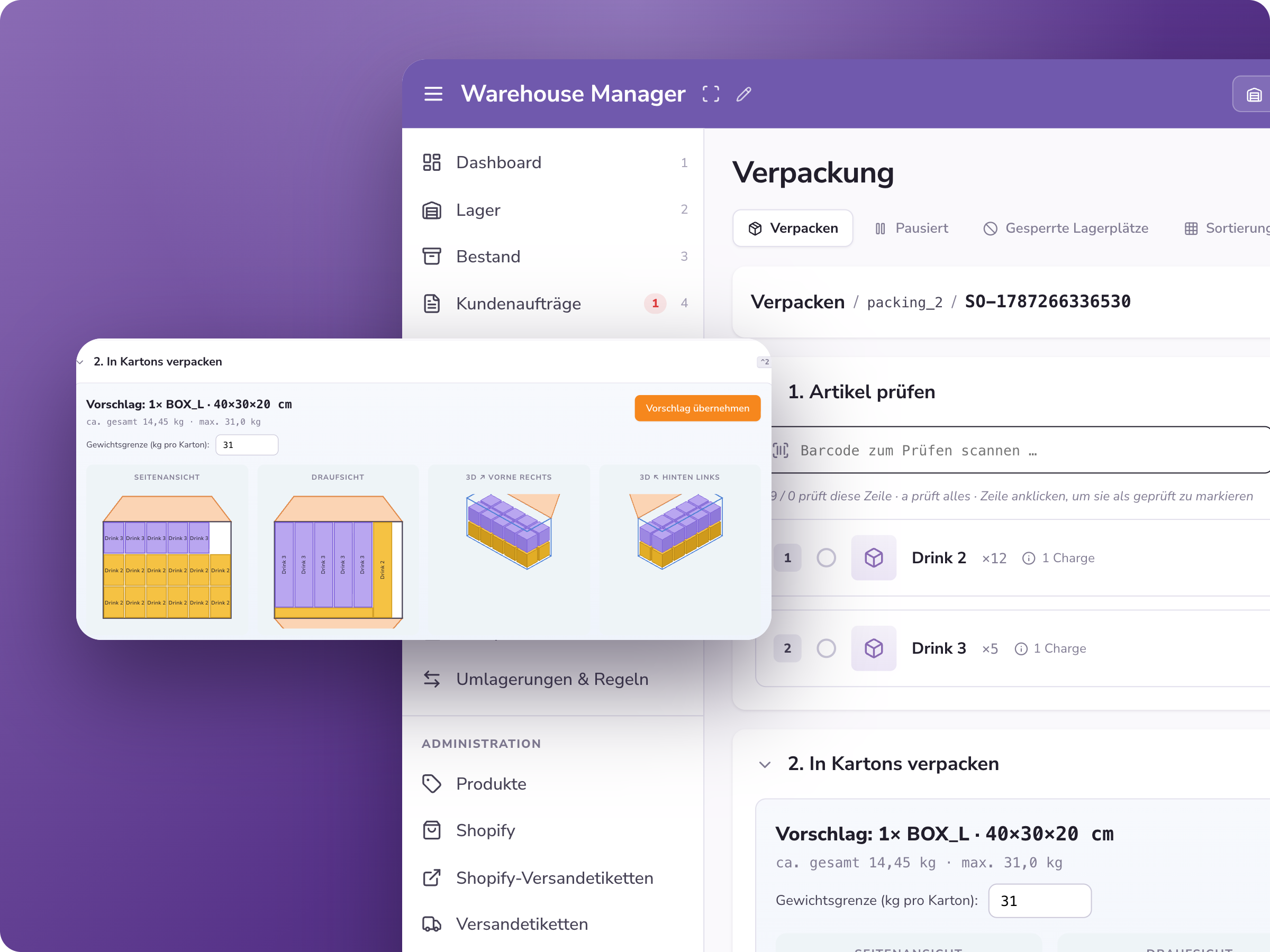 Verpackungs-Workflow in PULPO WMS