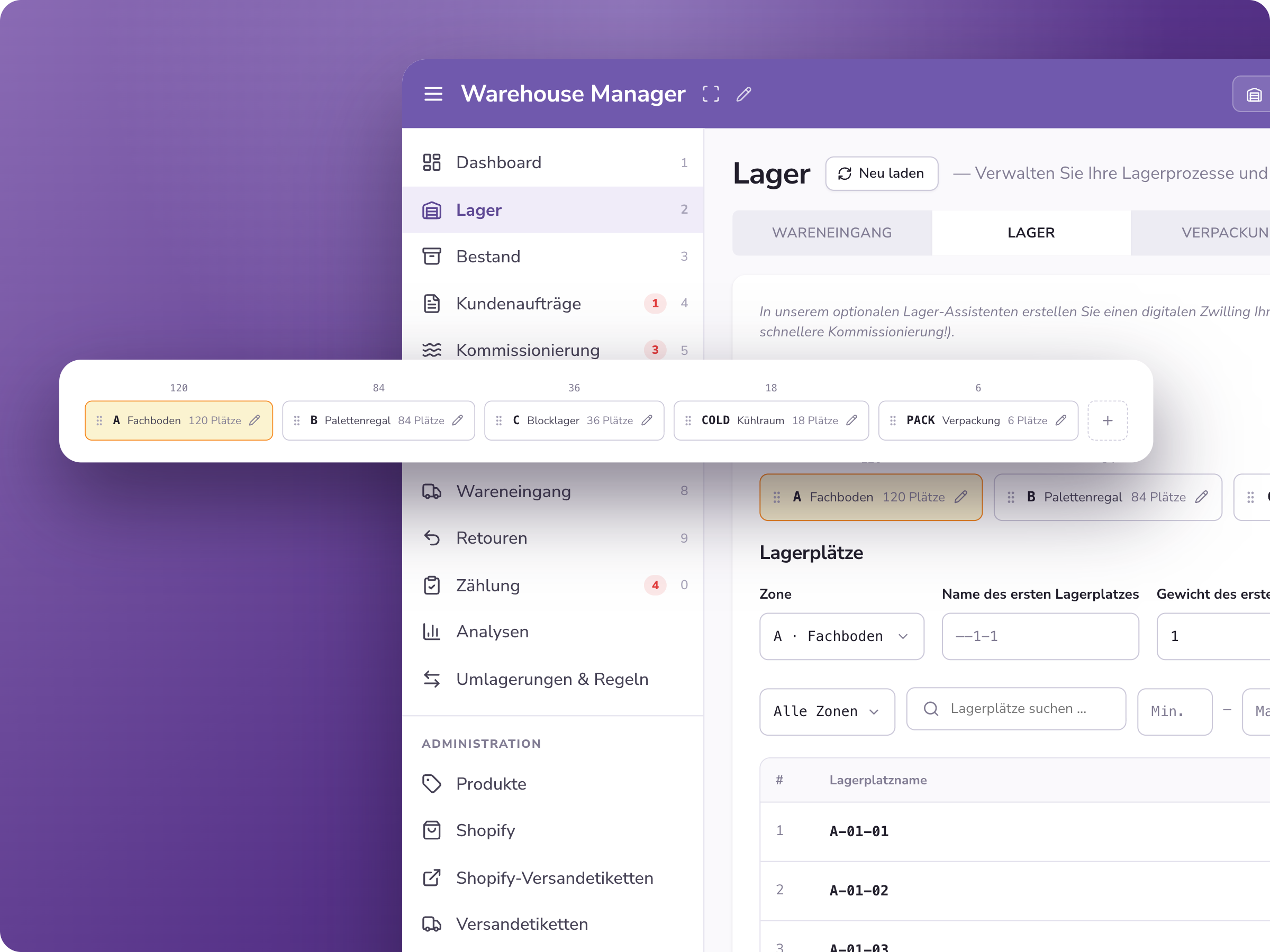 Einlagerungs-Workflow in PULPO WMS