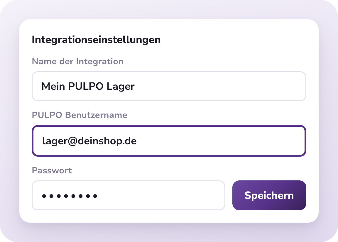 Sendcloud Integrationseinstellungen mit PULPO Zugangsdaten