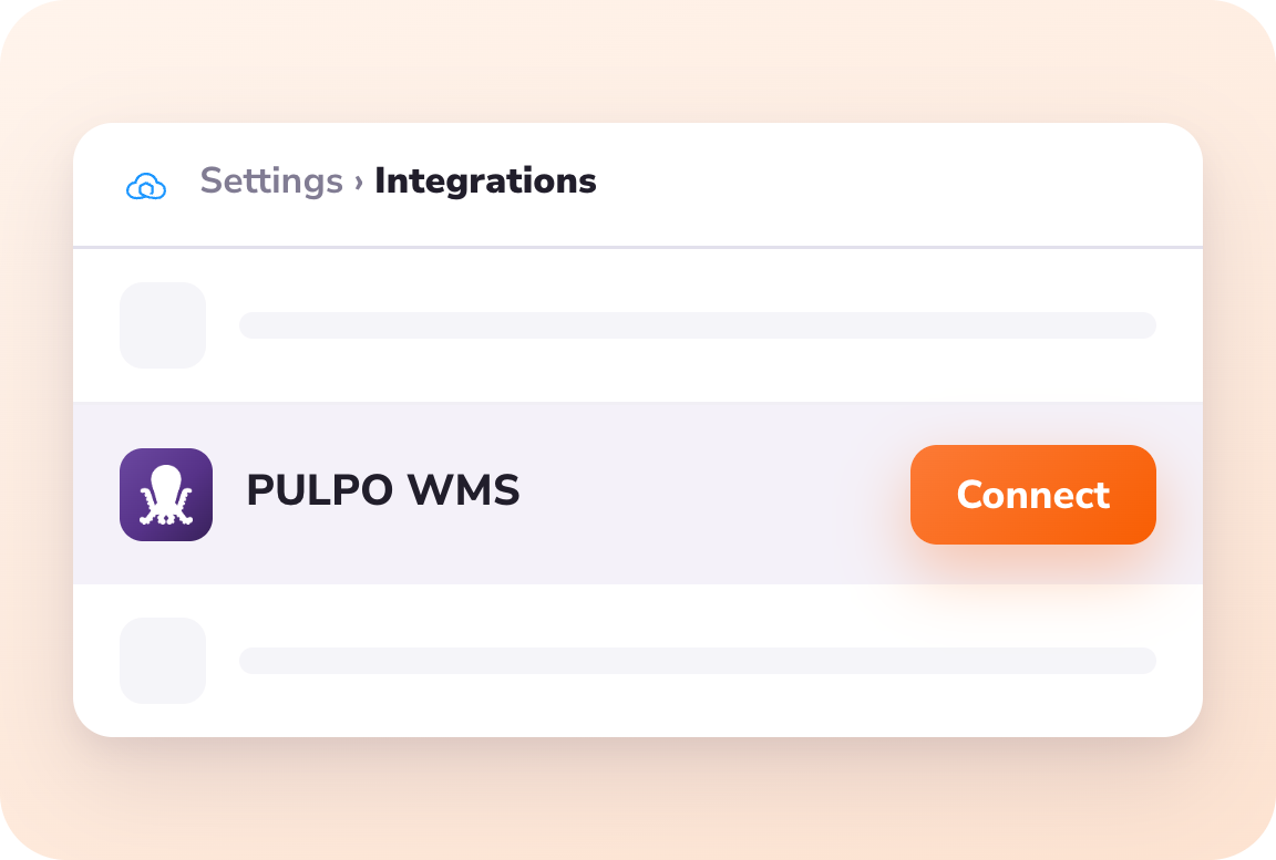 Sendcloud Settings › Integrations with the PULPO WMS Connect button