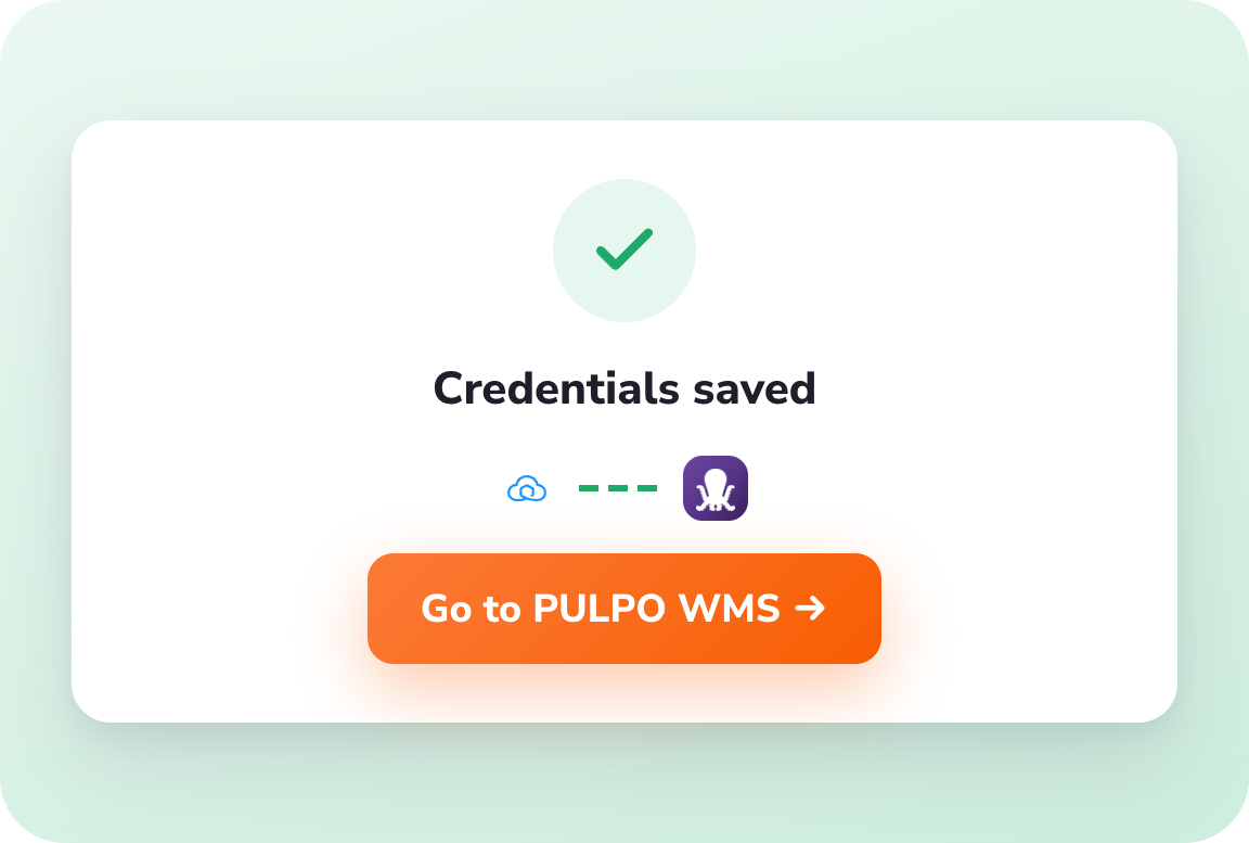 Credentials saved: Sendcloud successfully connected to PULPO WMS